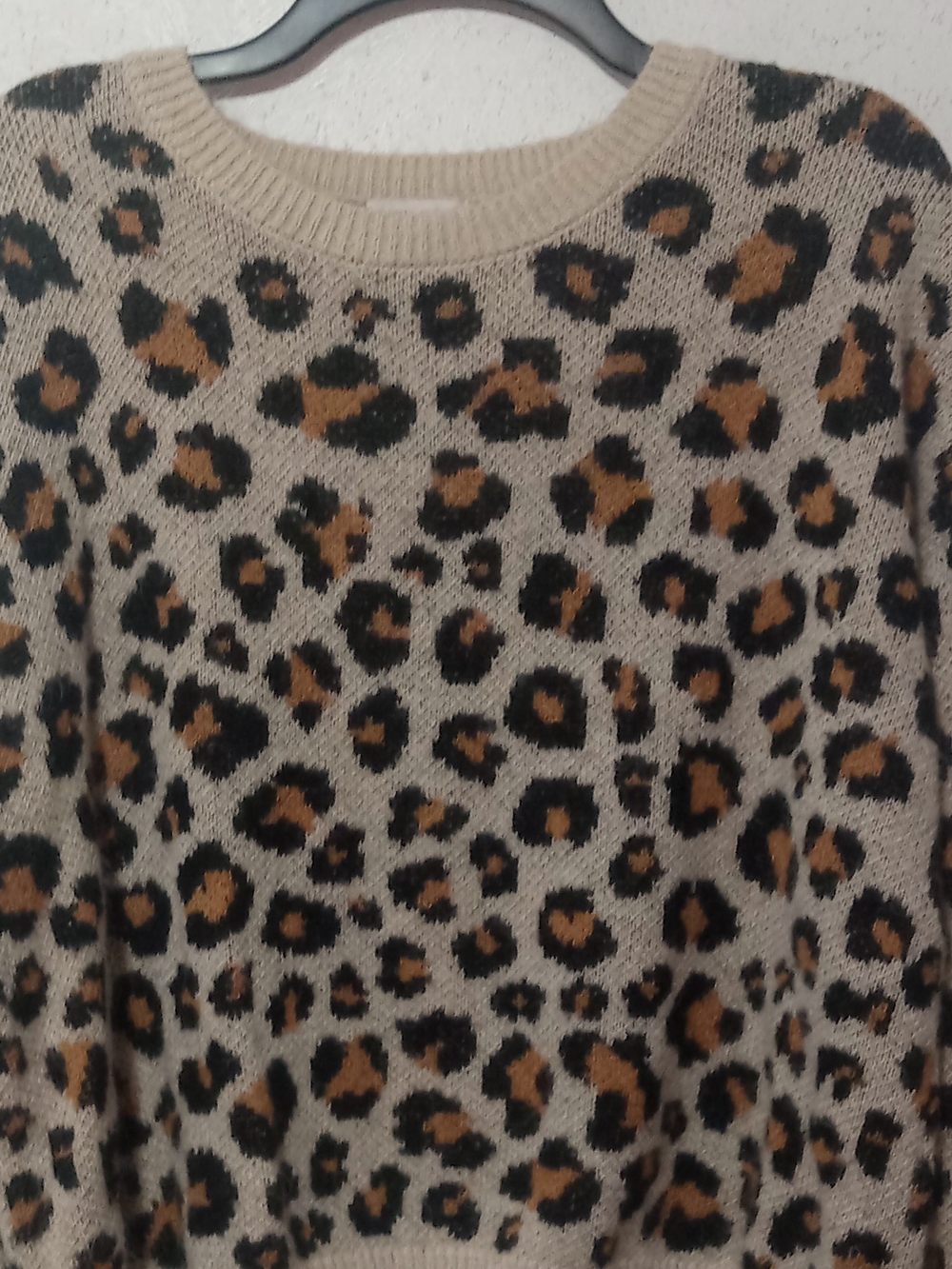 Knox Rose Leopard Print Crewneck Sweater - Beige, Tan, Black